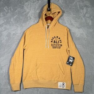 Roots of Fight Hoodie Mens Medium Yellow Muhammad‎ Ali Watts Graphic Pullover